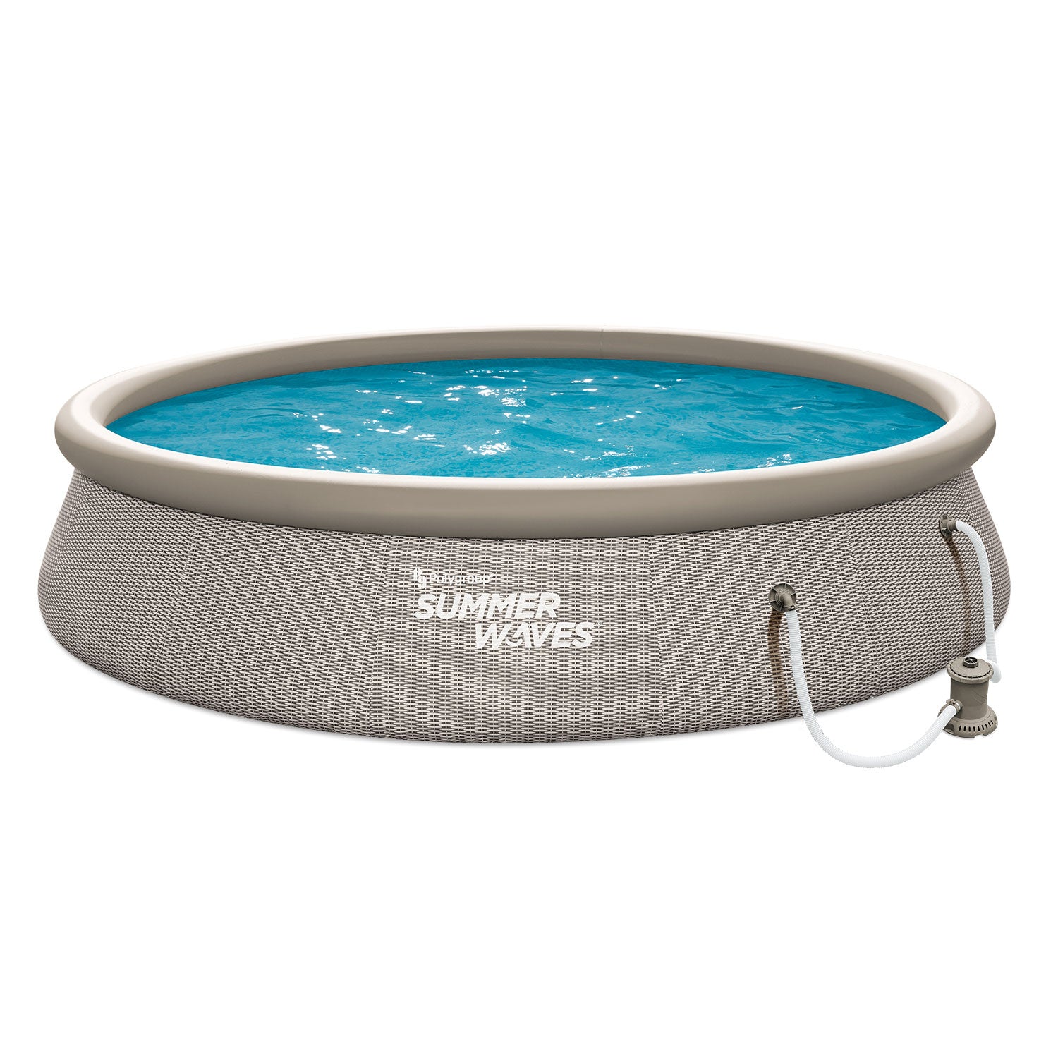 Summer Waves 14ft x 36in Quick Set Ring Above Ground Pool, Gray Basketweave - VMInnovations