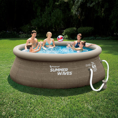 Summer Waves 8 Ft x 30 In Above Ground Inflatable Outdoor Swimming Pool and Pump