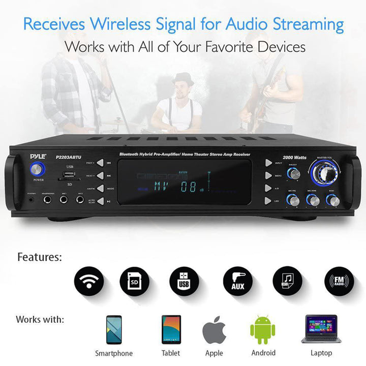 Pyle P2203ABTU.5 Home Theater Bluetooth Hybrid Pre-Amplifier Stereo Receiver - VMInnovations