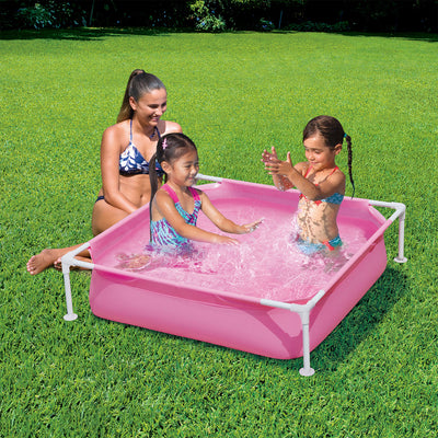 Summer Waves Small Plastic Frame 4ft x 4ft x 12in Kiddie Swimming Pool, Pink