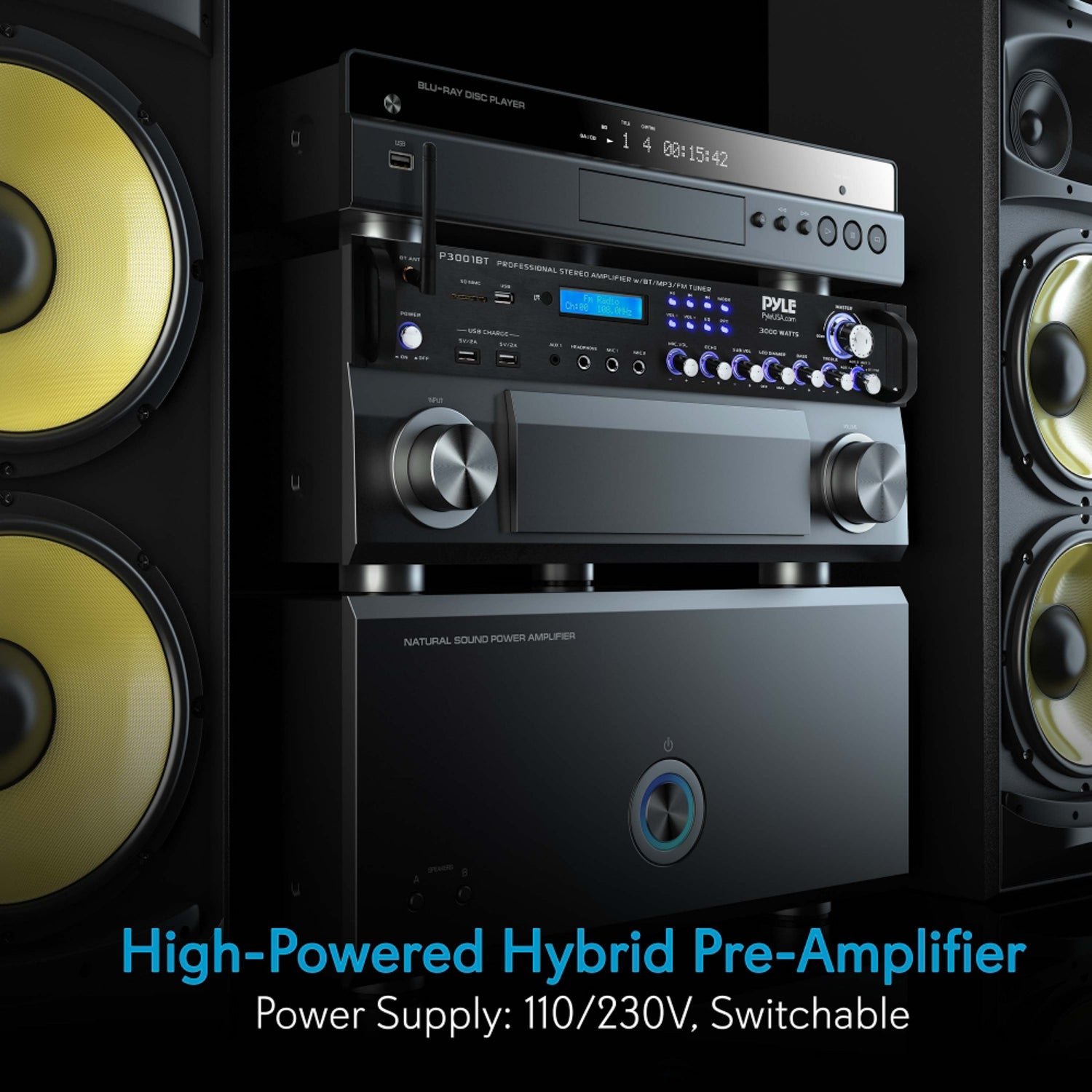 Pyle 3,000 Watt Multi Channel Bluetooth Theater Amplifier Receiver (Open Box)