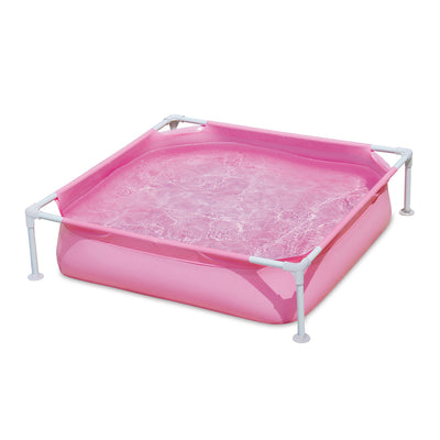 Summer Waves Small Plastic Frame 4ft x 4ft x 12in Kiddie Swimming Pool, Pink