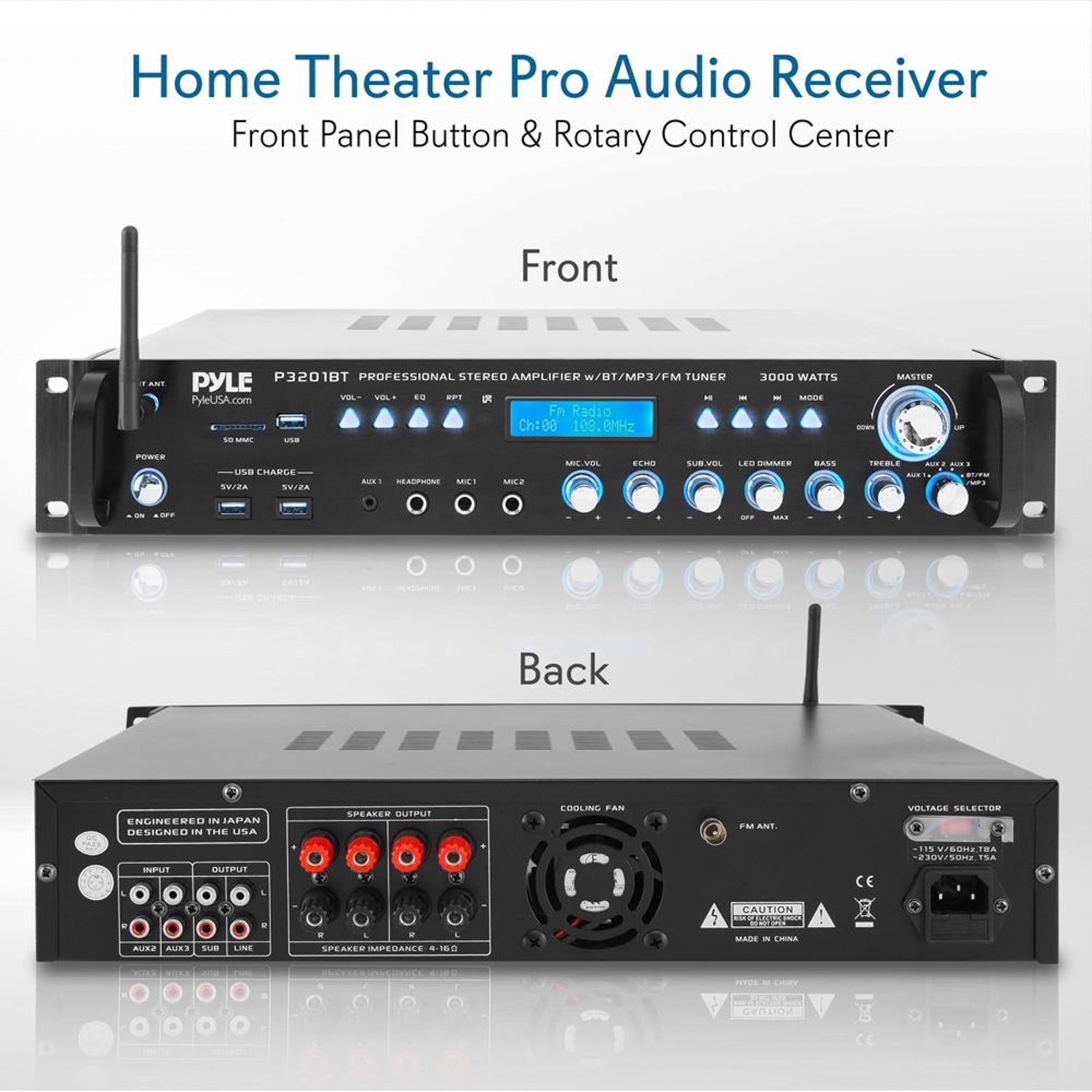 Pyle 3000 Watt Home Multi Channel Bluetooth Hybrid Amplifier Receiver (4 Pack) - VMInnovations