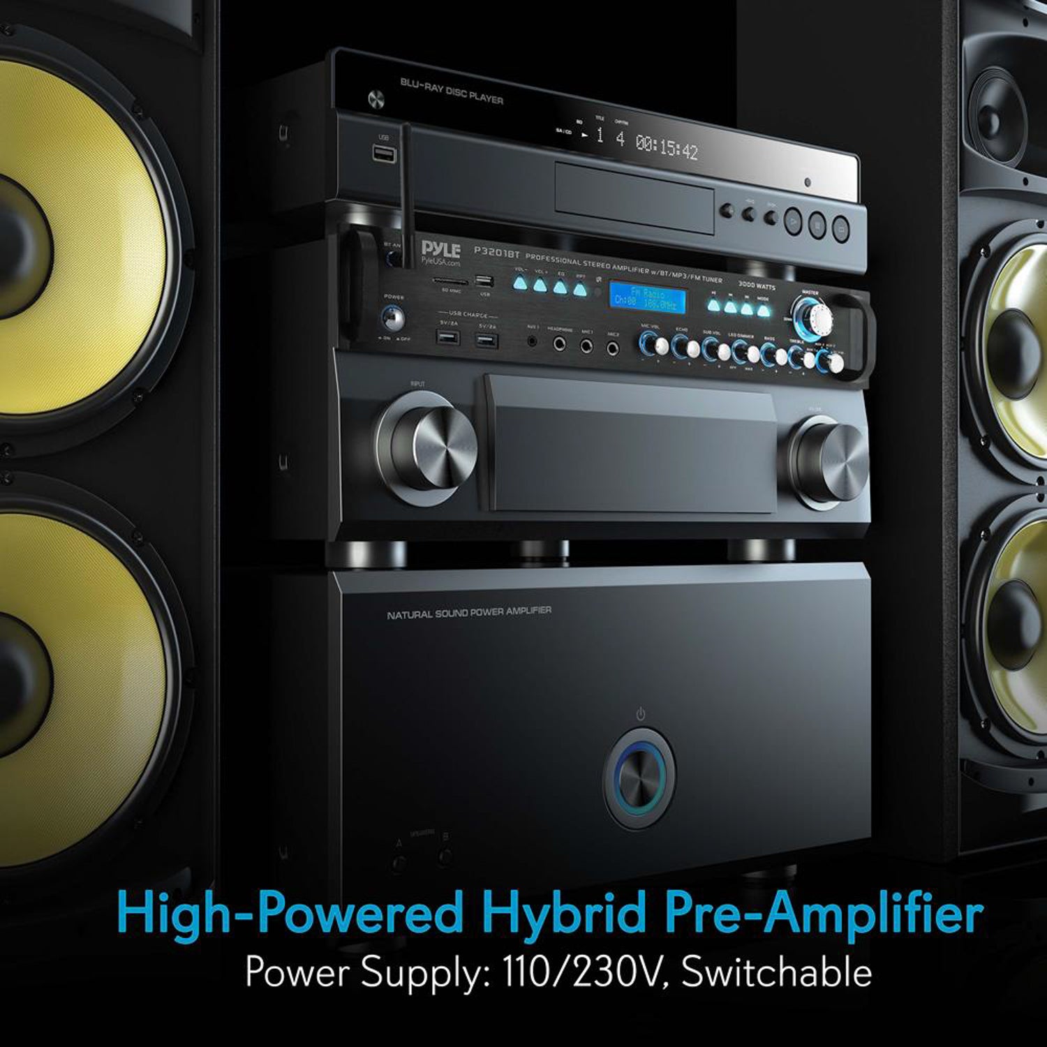Pyle 3000 Watt Home Multi Channel Bluetooth Hybrid Amplifier Receiver (4 Pack) - VMInnovations