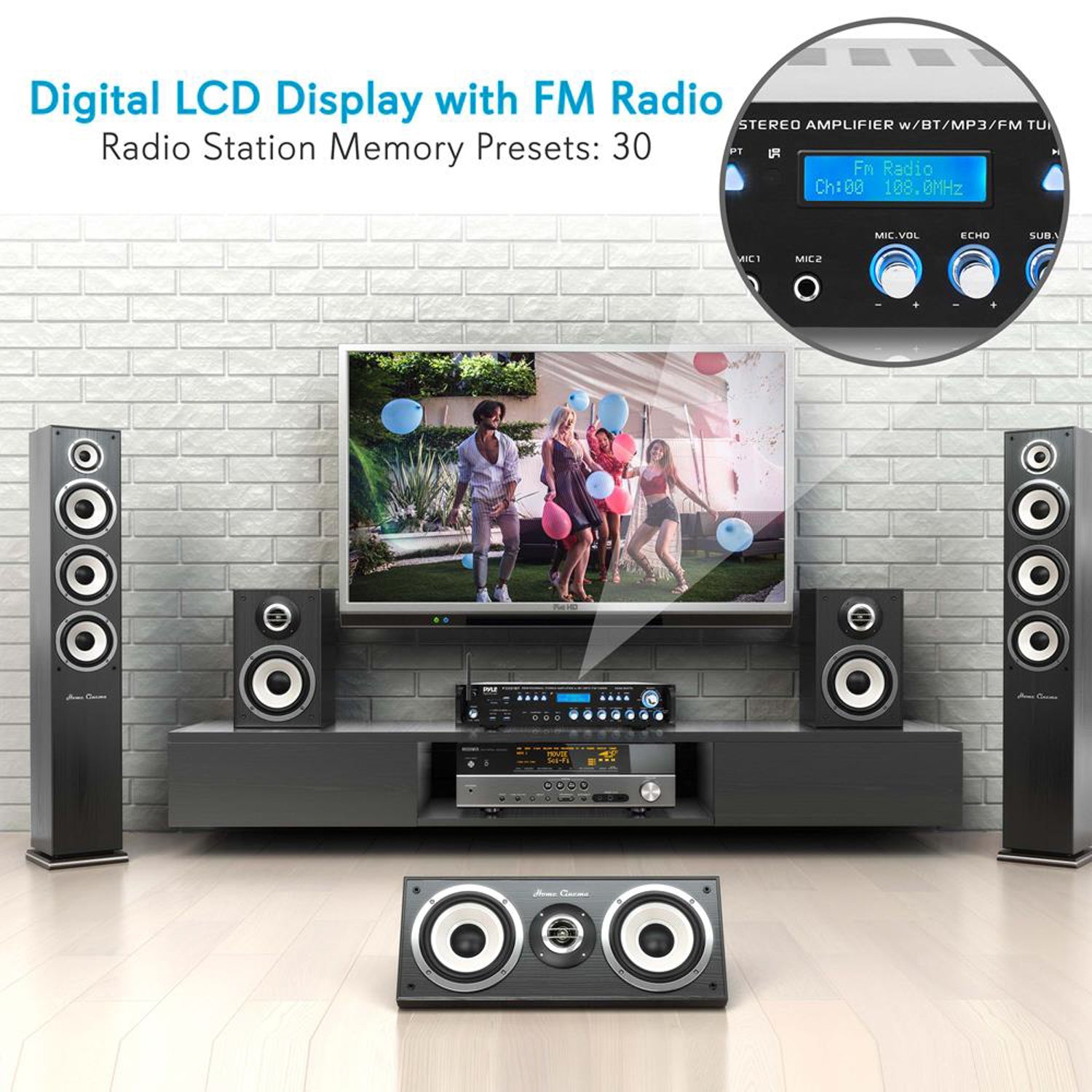 Pyle 3000 Watt Home Multi Channel Bluetooth Hybrid Amplifier Receiver (4 Pack) - VMInnovations