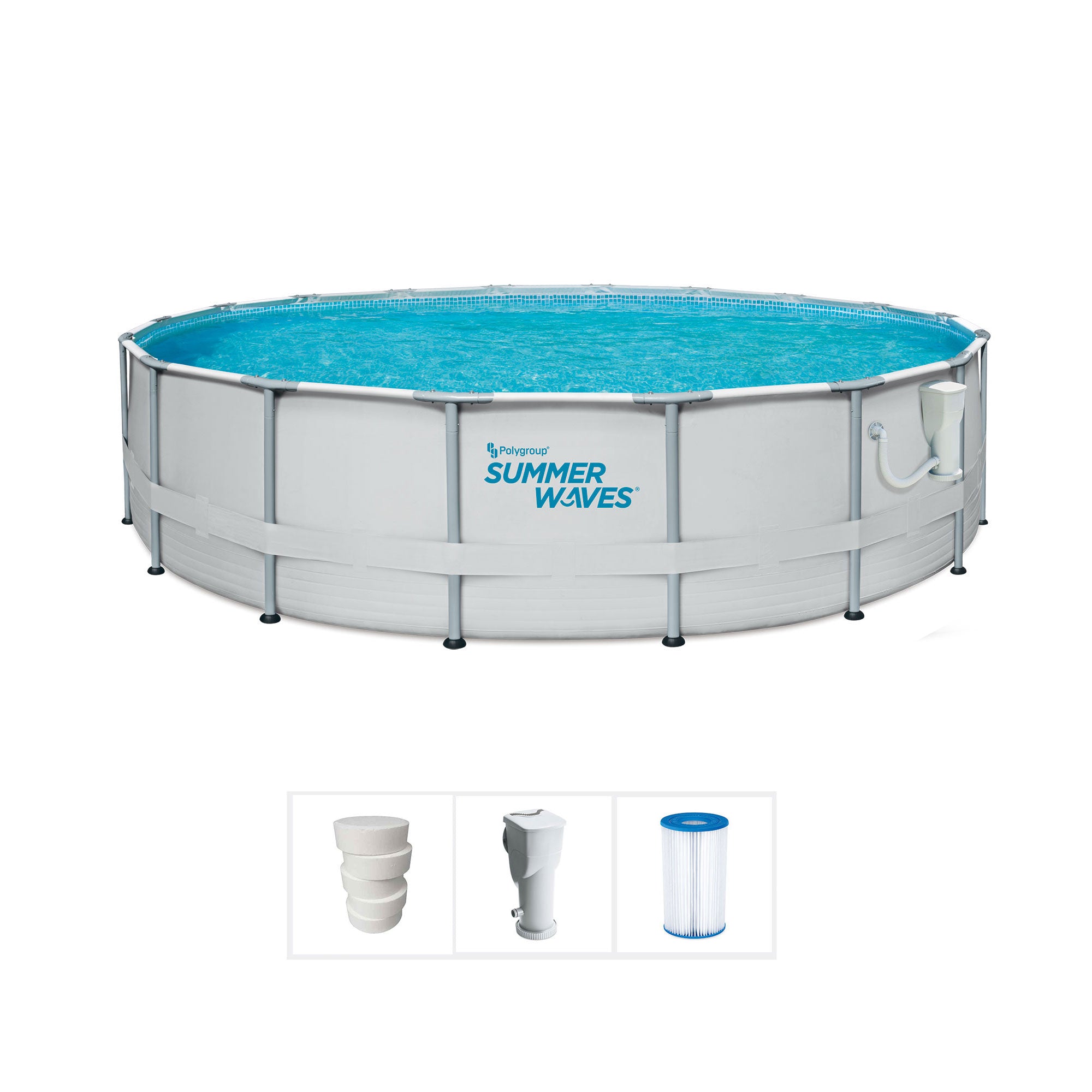 Summer Waves Elite 12ft Frame Swimming Pool & Qualco 5 Pound Chlorinating Tabs - VMInnovations
