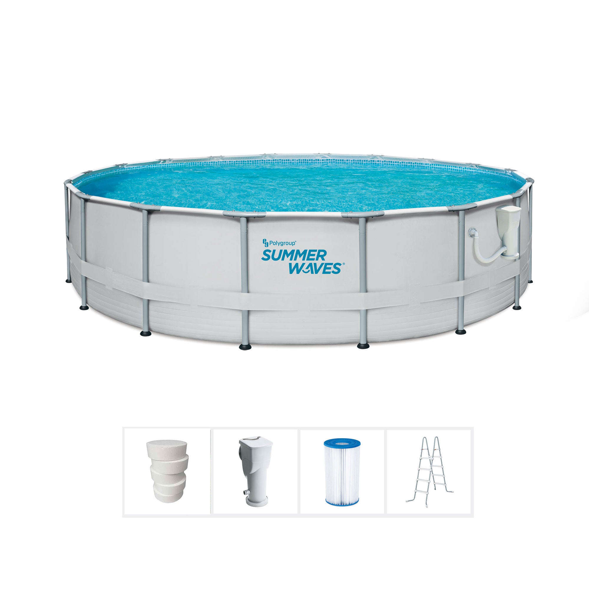 Summer Waves Elite 14ft Frame Swimming Pool & Qualco 5 Pound Chlorinating Tabs