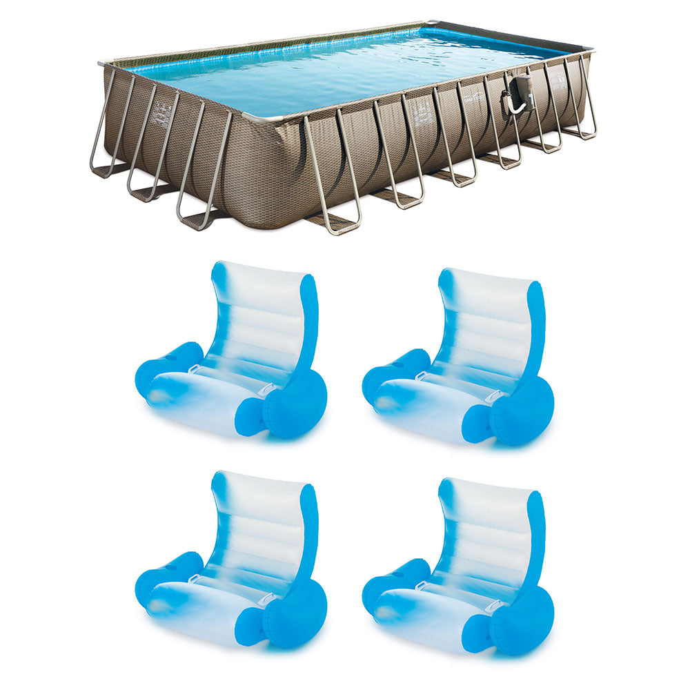Summer Waves 24ft x 12ft x 52in Elite Pool w/ Inflatable Aqua Lounger (4 Pack)