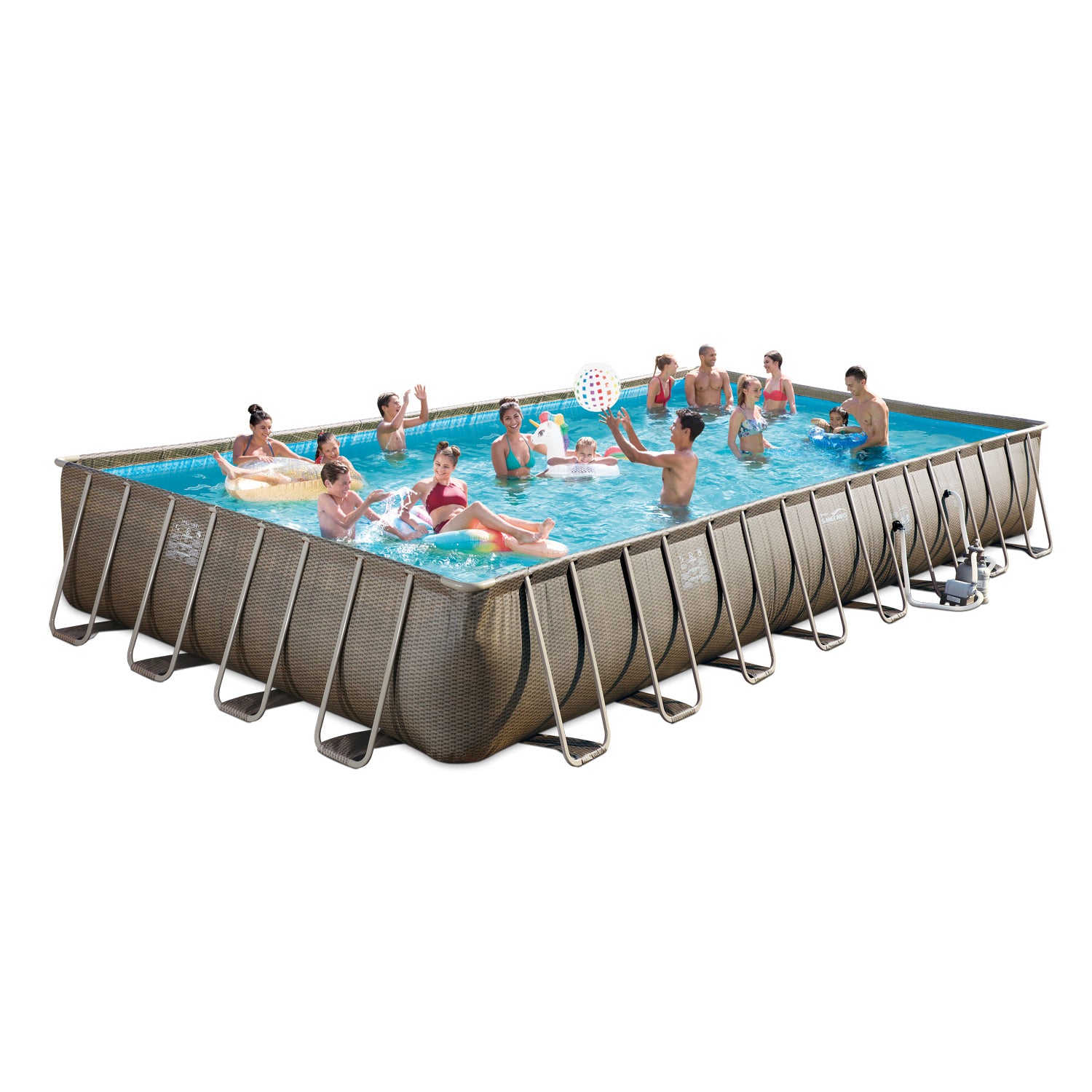 Summer Waves 32ft x 16ft x 52in Pool + Corona Floats + Corona Floating Cooler - VMInnovations