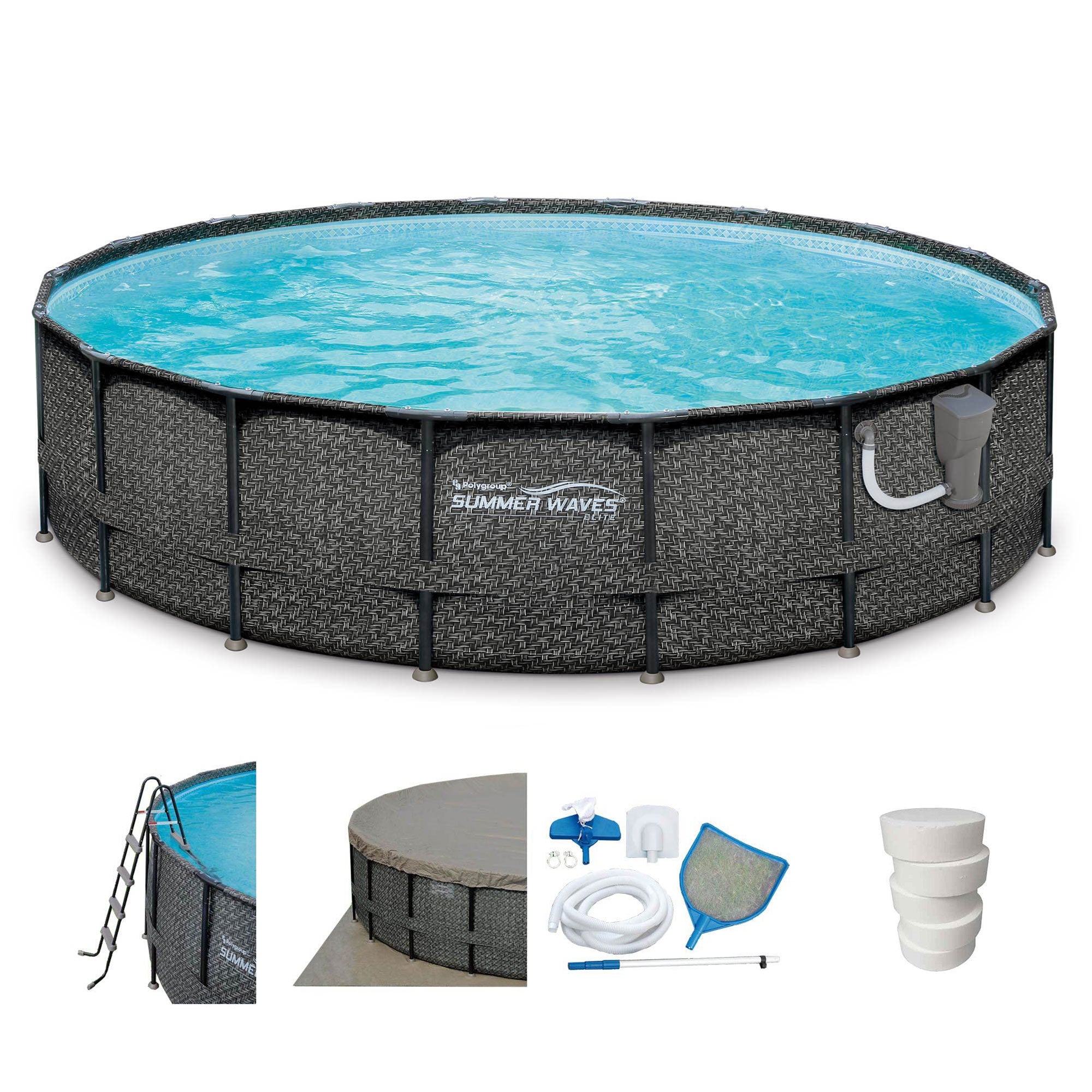 Summer Waves Elite 18 Ft Frame Swim Pool w/ Qualco 5-Pound Chlorinating Tab Kit - VMInnovations