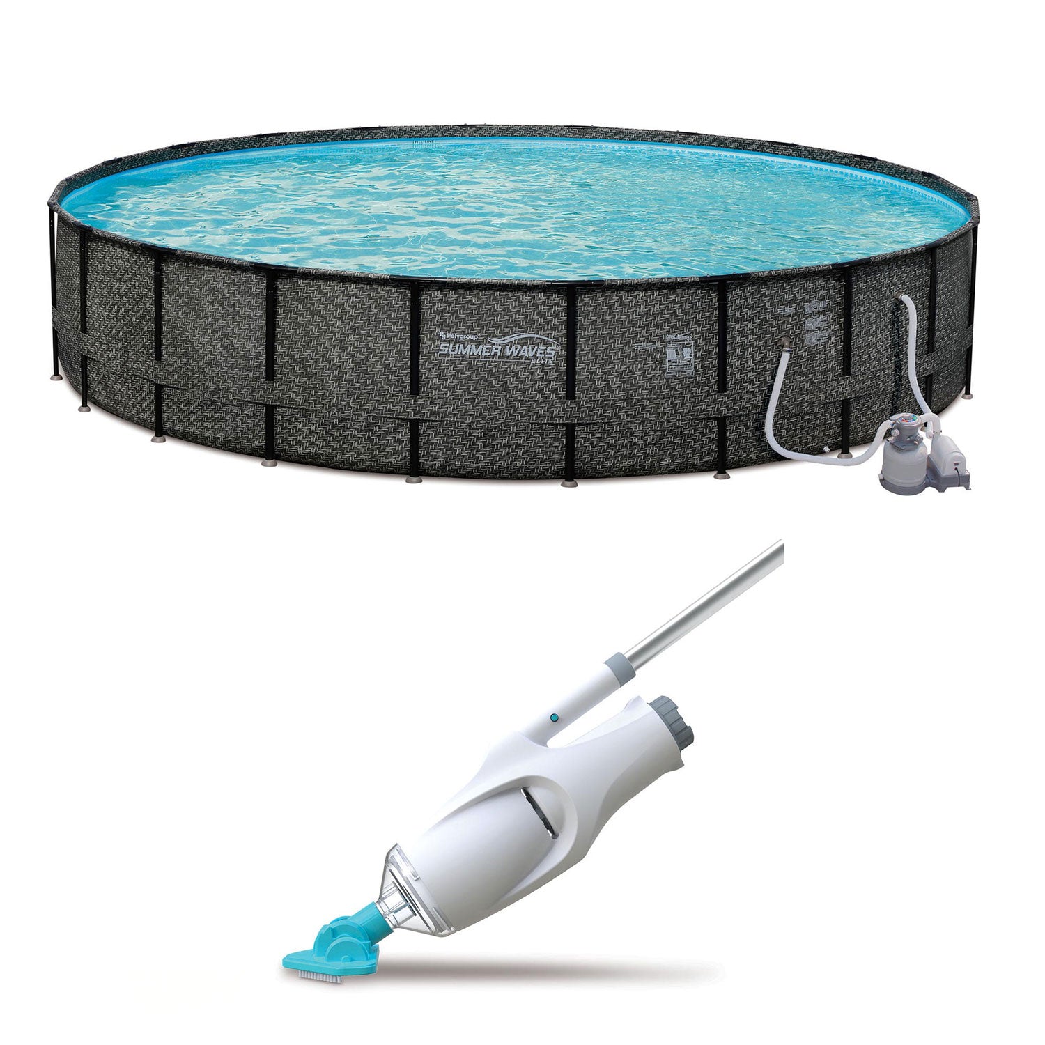 Summer Waves Elite 24ft x 52in Pool Set and Kokido Telsa 5 Handheld Pool Vacuum - VMInnovations