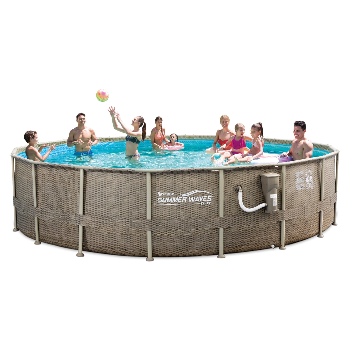 Summer Waves 18ft x 48in Elite Frame Swimming Pool with Exterior Wicker Print