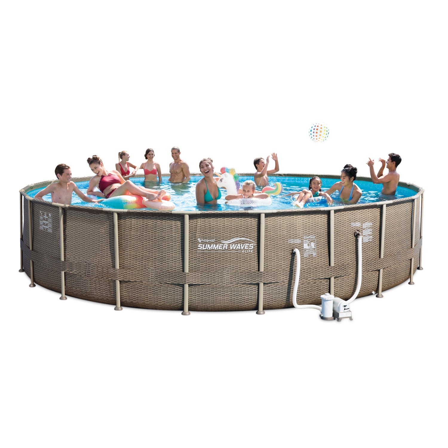 Summer Waves 22ft x 52in Elite Round Above Ground Wicker Frame Swimming Pool Kit