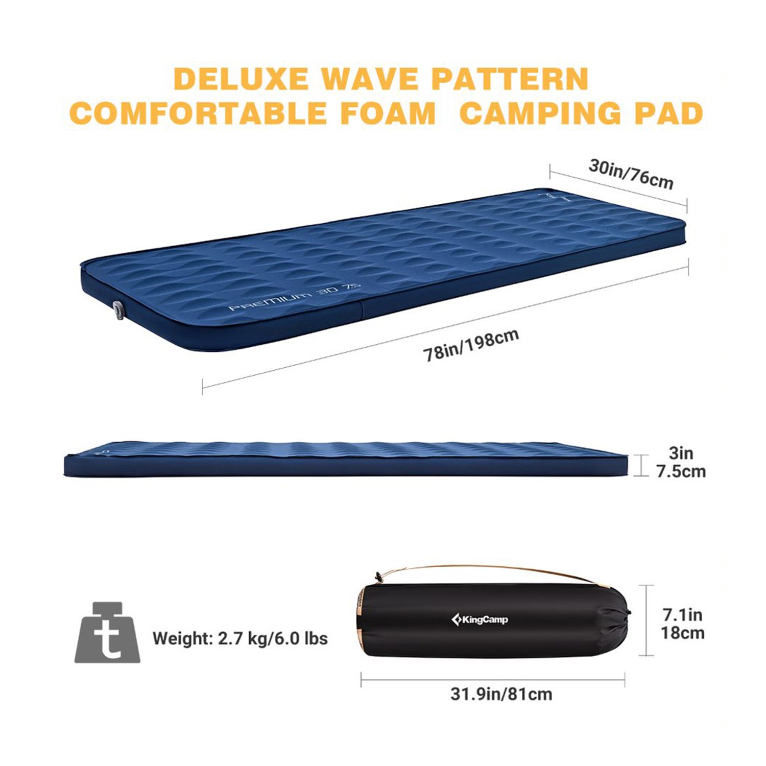 Single Self Inflating Camping Sleeping Mat with Carrying Bag (Open Box) - VMInnovations