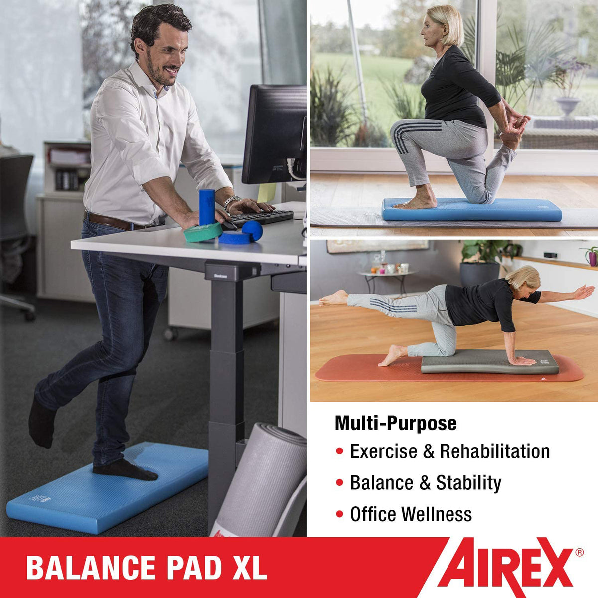 Airex Gym Exercise XL Foam Balance Pad for Gym or Home Yoga, Gray (Open Box)