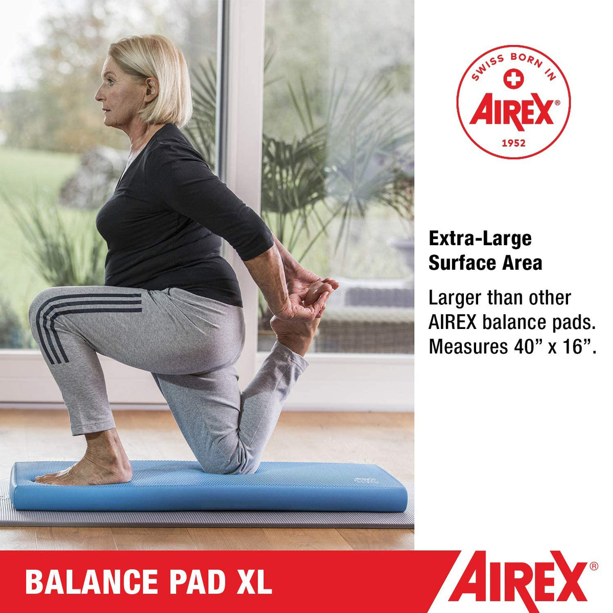 Airex Gym Exercise XL Foam Balance Pad for Gym or Home Yoga, Gray (Open Box)