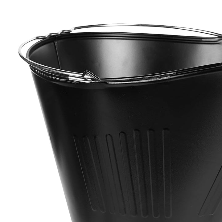 Panacea Products Modern Round Powder Coated Steel Fireplace Coal Scuttle, Black - VMInnovations