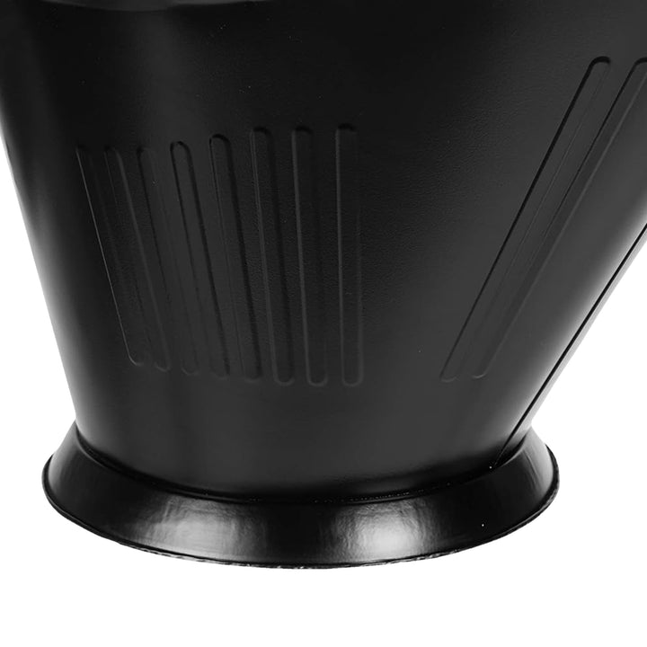 Panacea Products Modern Round Powder Coated Steel Fireplace Coal Scuttle, Black - VMInnovations