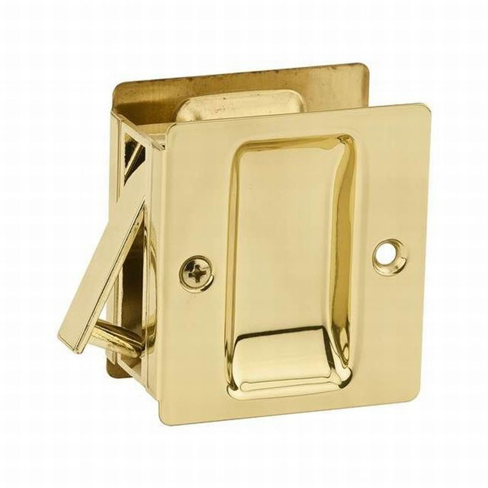 Kwikset Notch Hall 1.375 Inch Sliding Door Pocket Lock, Polished Brass (3 Pack) - VMInnovations