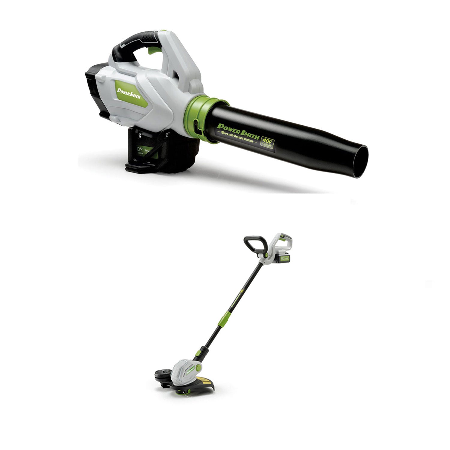 PowerSmith 120 MPH Battery Powered Leaf Blower + String Trimmer and Edger