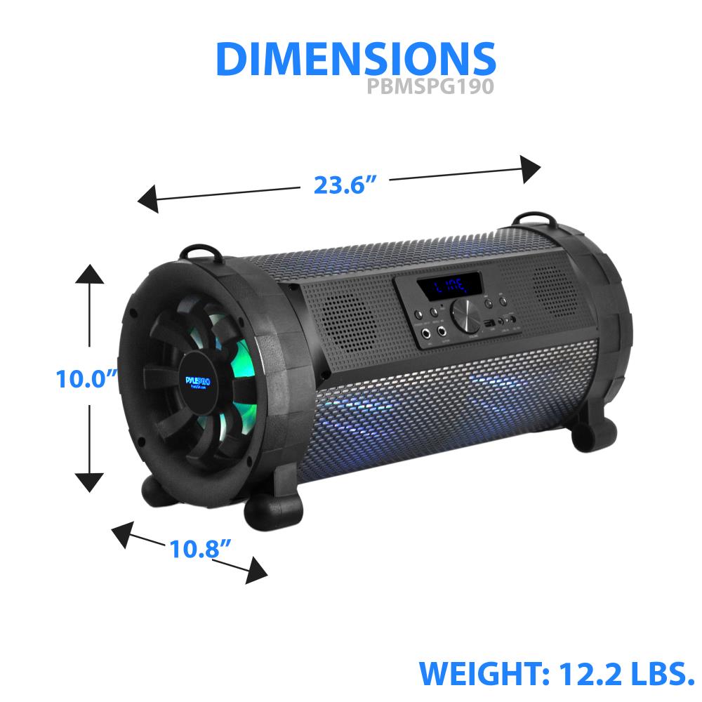 Pyle PBMSPG190 300W 110/240V Portable Wireless Bluetooth BoomBox Speakers Stereo