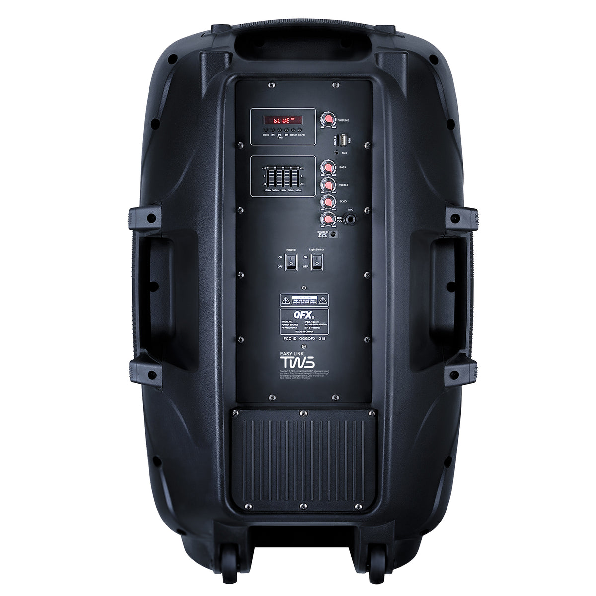 QFX 15 Inch Rechargeable Bluetooth Speaker System with LED Lights and Microphone (Refurbished)
