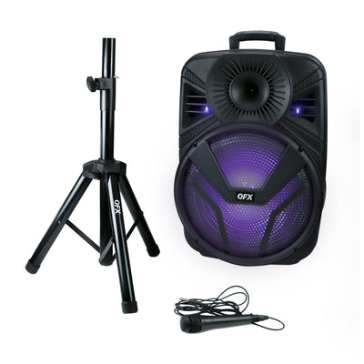 QFX 15 Inch Bluetooth Speaker System with LED Lights and Microphone (Open Box)