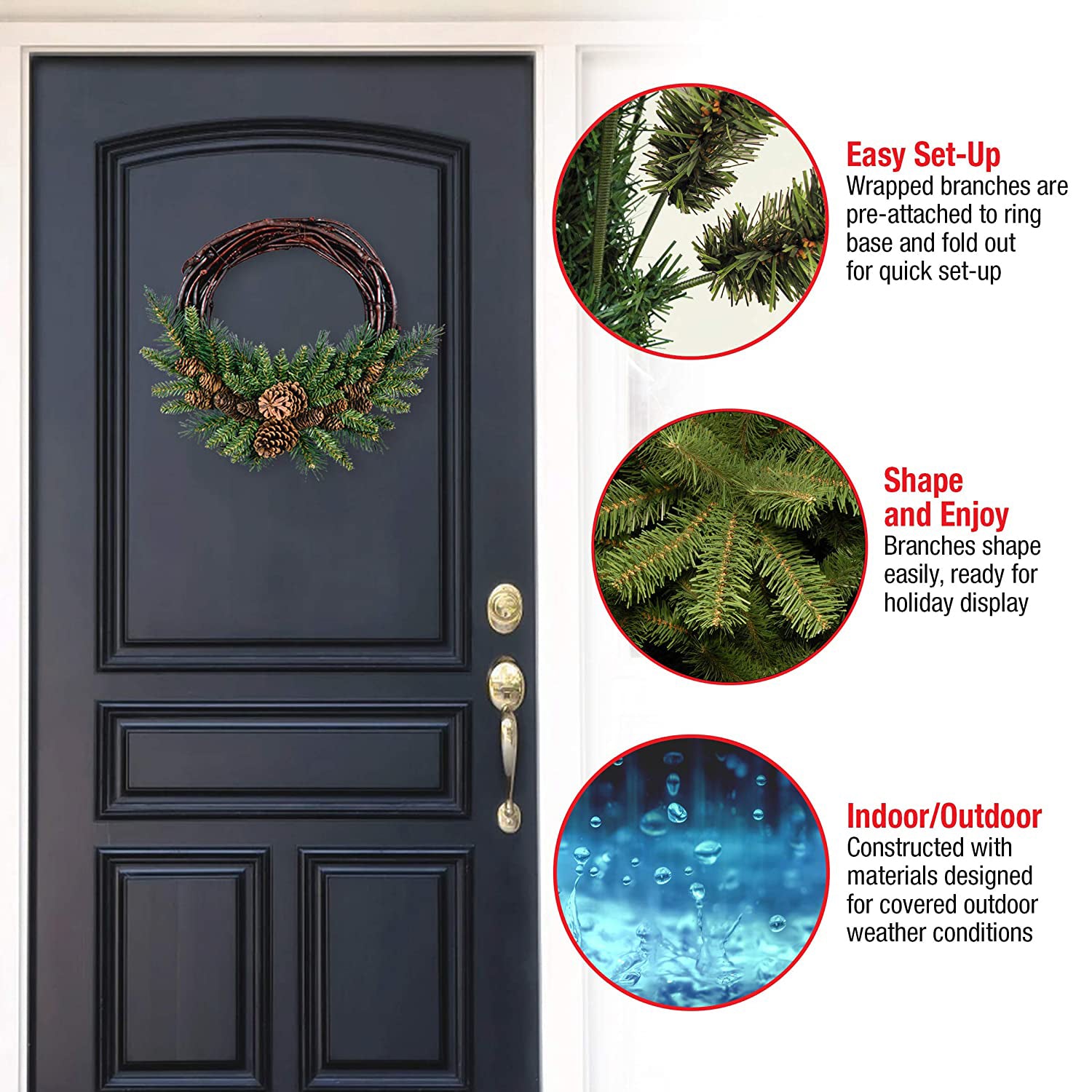 National Tree Company 16 Inch Artificial Christmas Holiday Wreath w/ Pine Cones