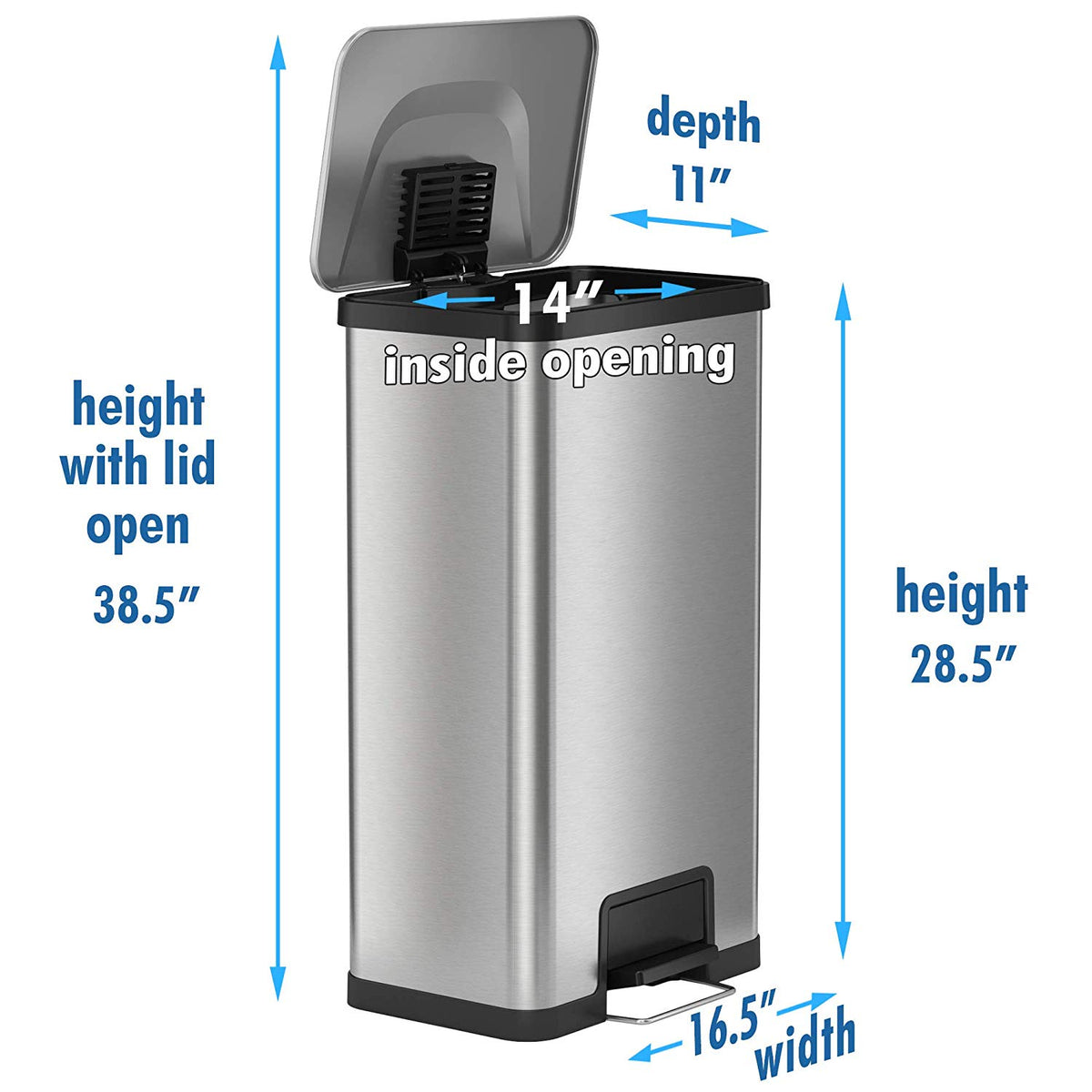 iTouchless 18 Gallon Step Kitchen Trash Can with Built-In Deodorizer (Open Box)