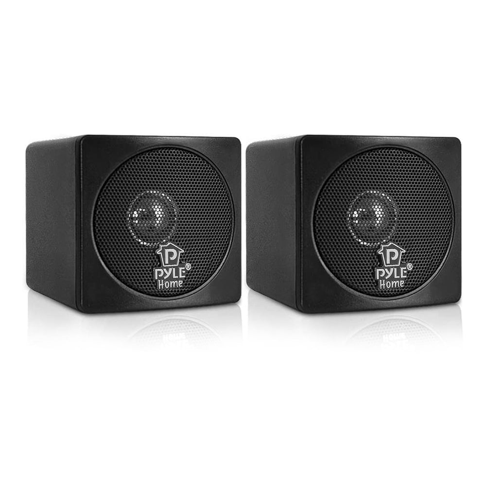 Pyle PCB3BK 3 Inch 100W Mini Cube Bookshelf Stereo Speakers, Black (8 Speakers)