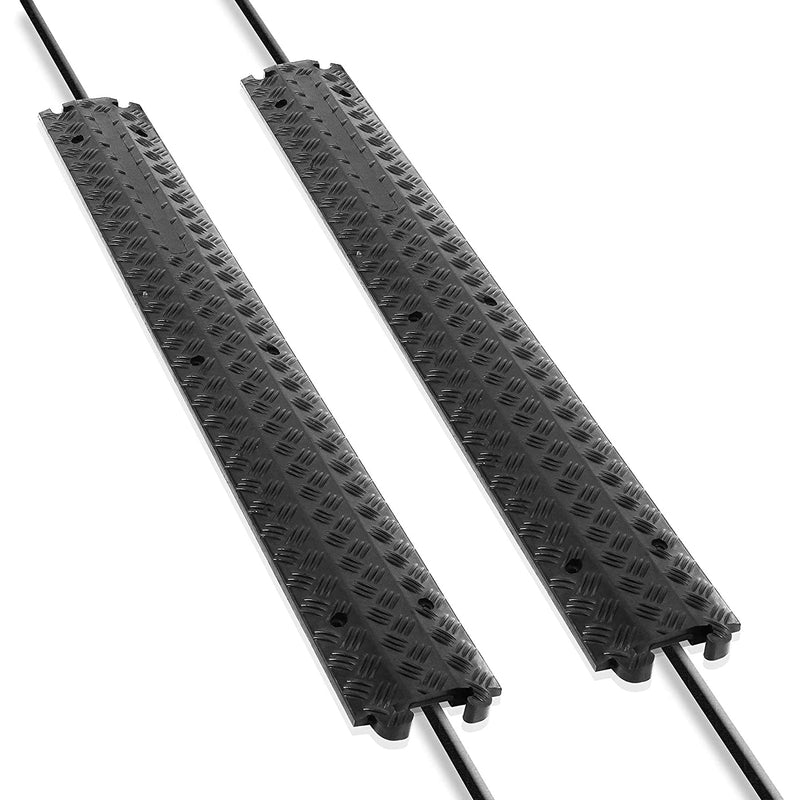 Pyle 40 In Cable Wire Protector Cover Ramp for Floor Cord Safety, Black (2 Pack)