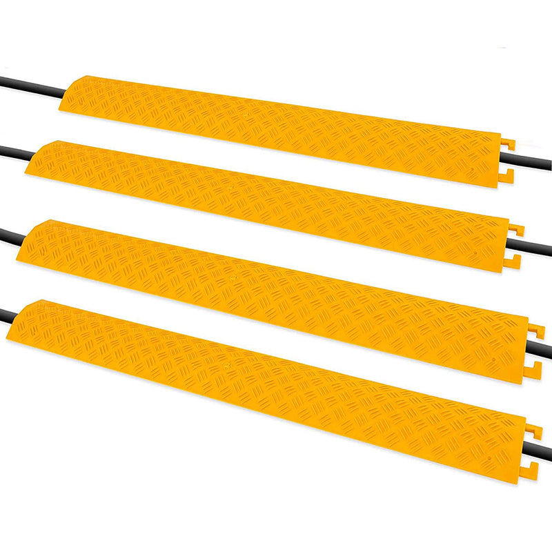 Pyle 40" Cable Wire Protector Cover Ramp for Floor Cord Safety, Yellow (4 Pack)