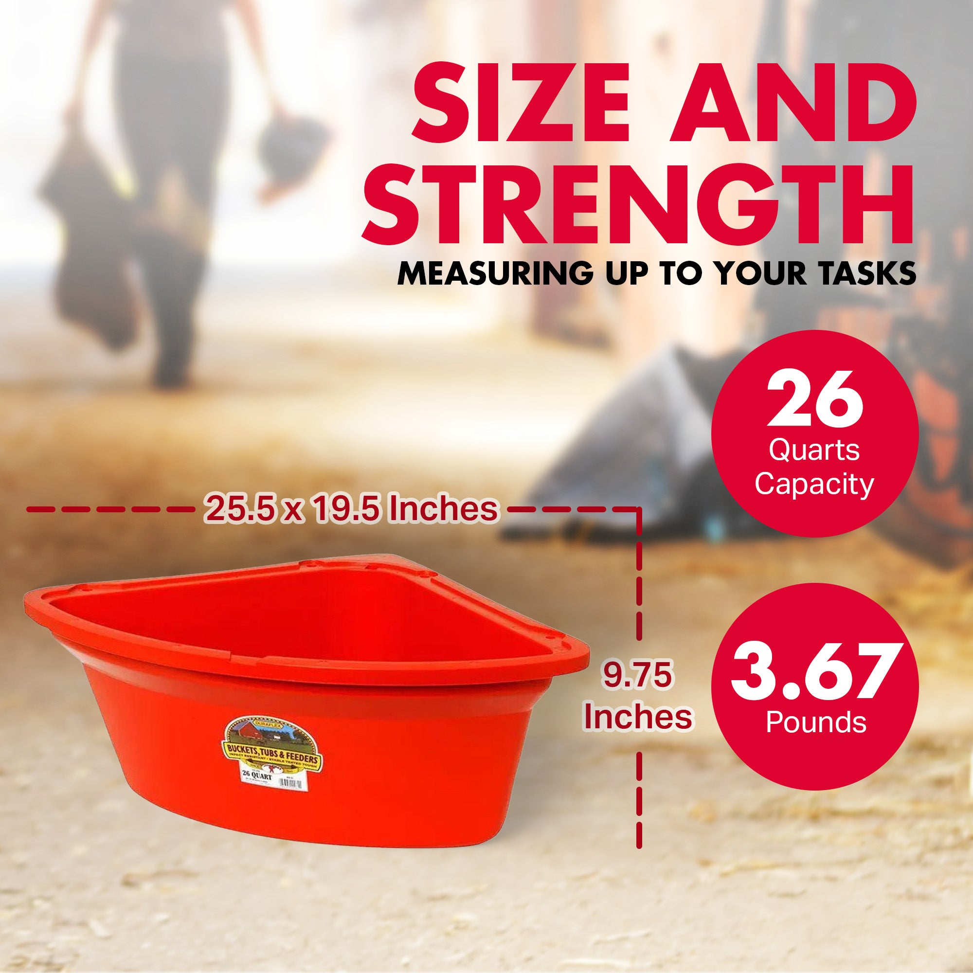Little Giant 26Qt Hanging Corner Livestock Animal Feeder Bucket, Red (Open Box) - VMInnovations