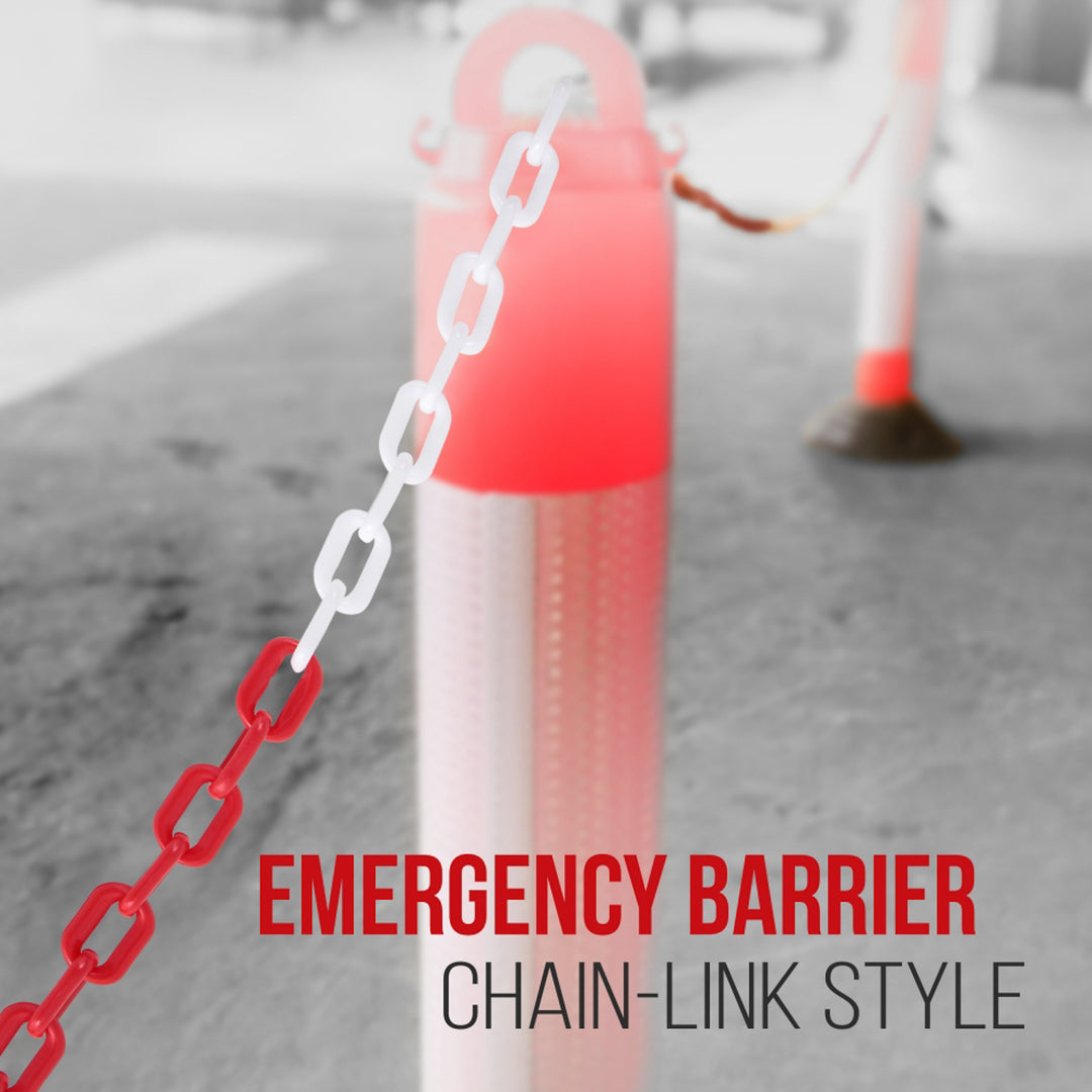 Pyle PCHN31 Weatherproof Safety Chain Barrier Plastic Links 82 Feet, Red & White - VMInnovations