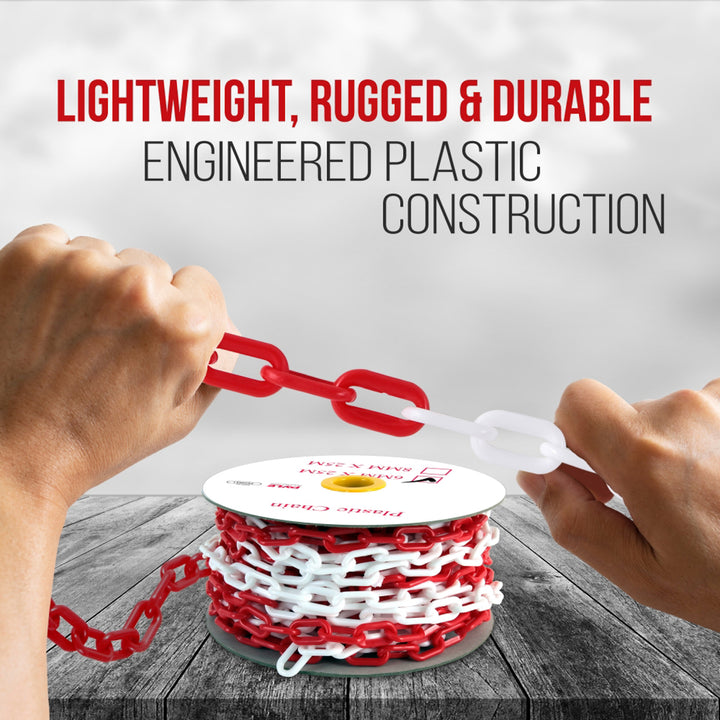 Pyle PCHN31 Weatherproof Safety Chain Barrier Plastic Links 82 Feet, Red & White - VMInnovations