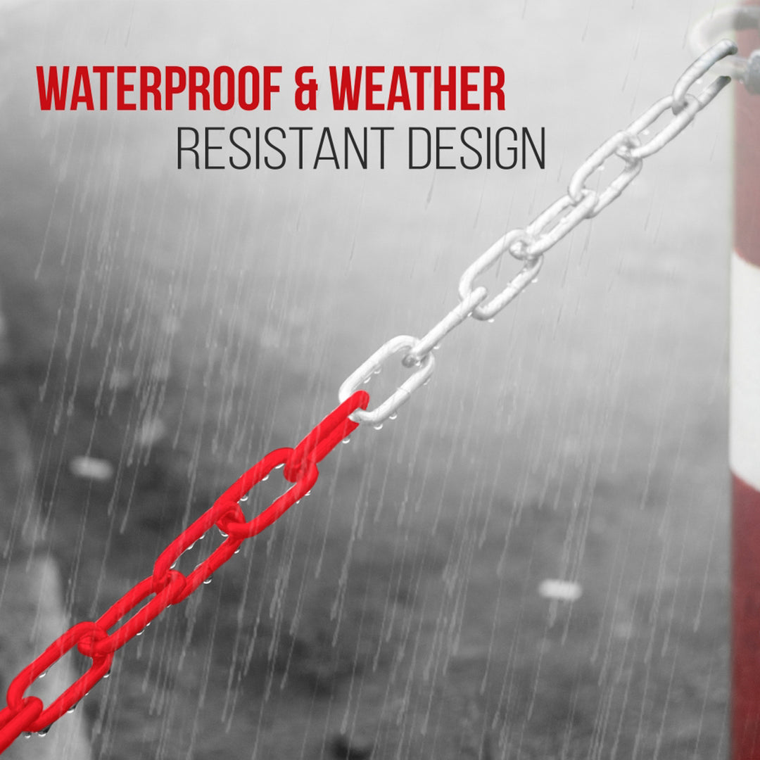 Pyle PCHN31 Weatherproof Safety Chain Barrier Plastic Links 82 Feet, Red & White - VMInnovations