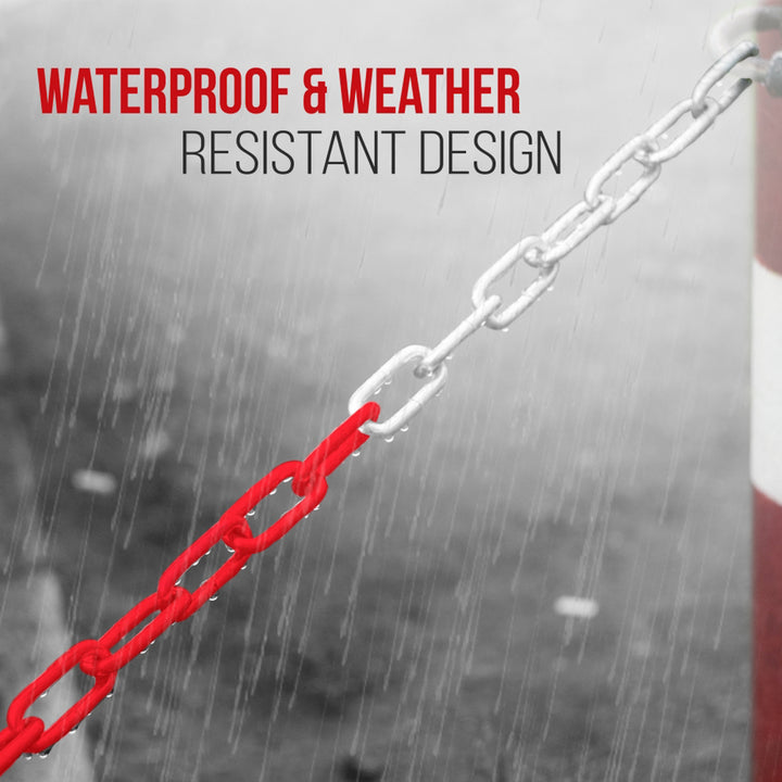 Pyle PCHN31 Weatherproof Safety Chain Barrier Plastic Links 82 Feet, Red & White - VMInnovations