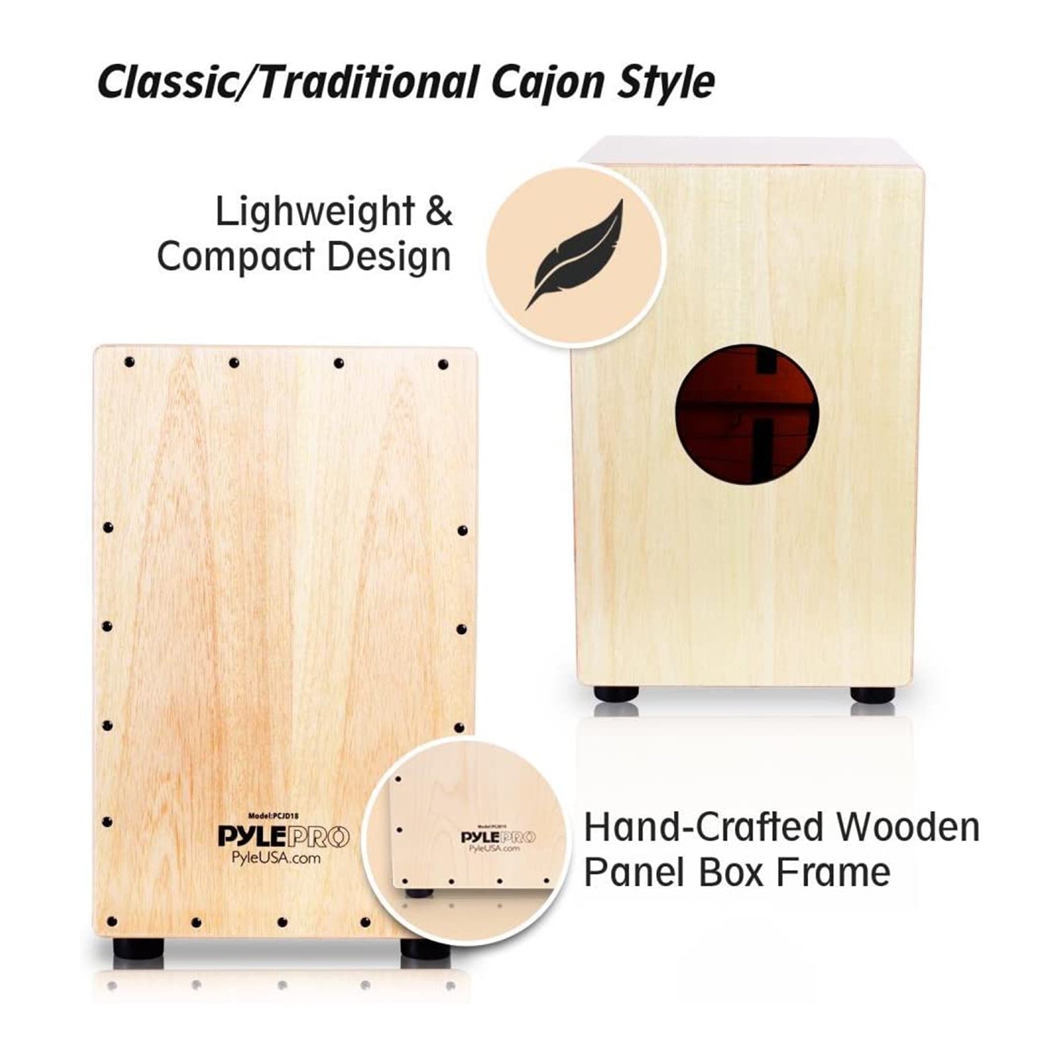 Pyle Full Size Stringed Acoustic Cajon Percussion Hand Drum Instrument (4 Pack) - VMInnovations