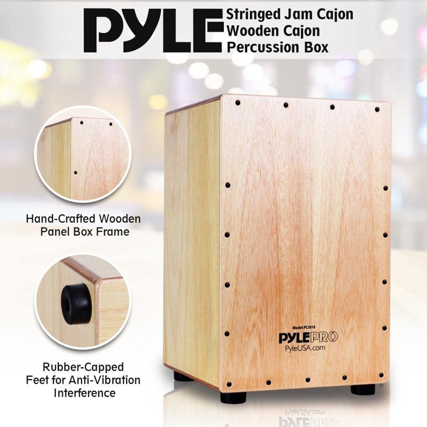 Pyle Full Size Stringed Acoustic Cajon Percussion Hand Drum Instrument (4 Pack) - VMInnovations