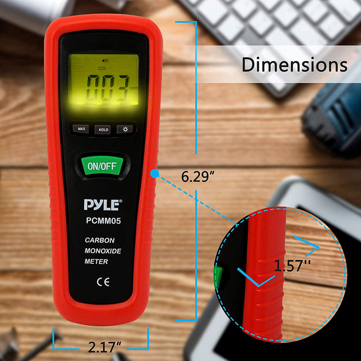 Pyle PCMM05 Handheld Portable Carbon Monoxide Meter Alarm w/ LCD Backlit Screen - VMInnovations