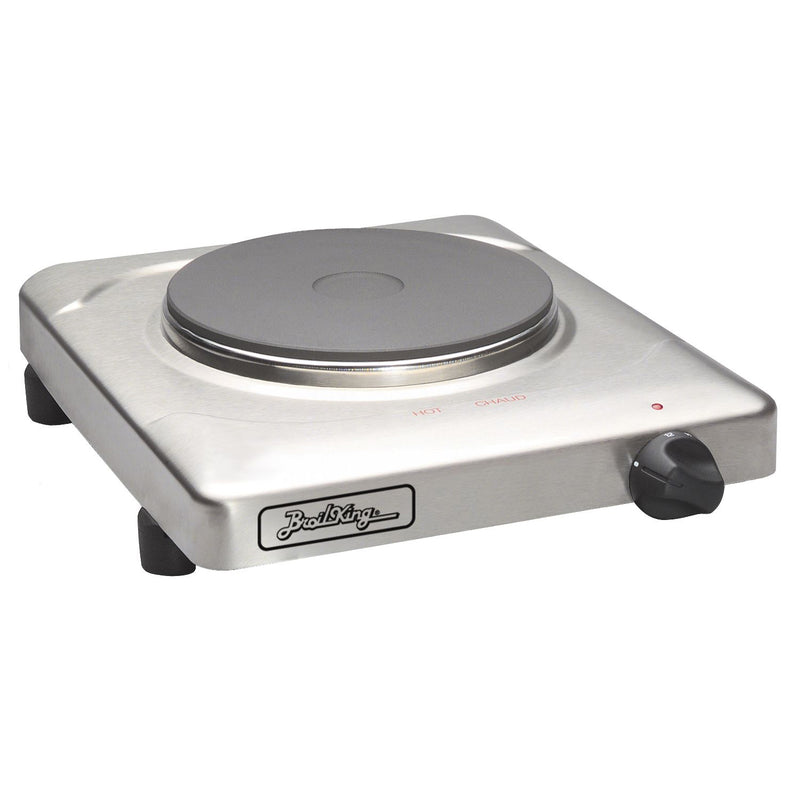 BroilKing PCR-1S Heavy Duty Cast Iron Solid Disc Single Burner Hot Plate, Silver