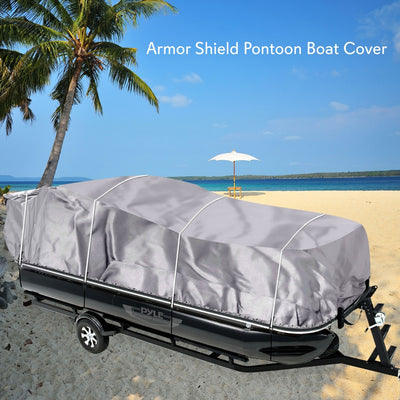 Pyle PCVHP440 17 to 20 Foot Armor Shield Pontoon Boat Protective Cover Accessory