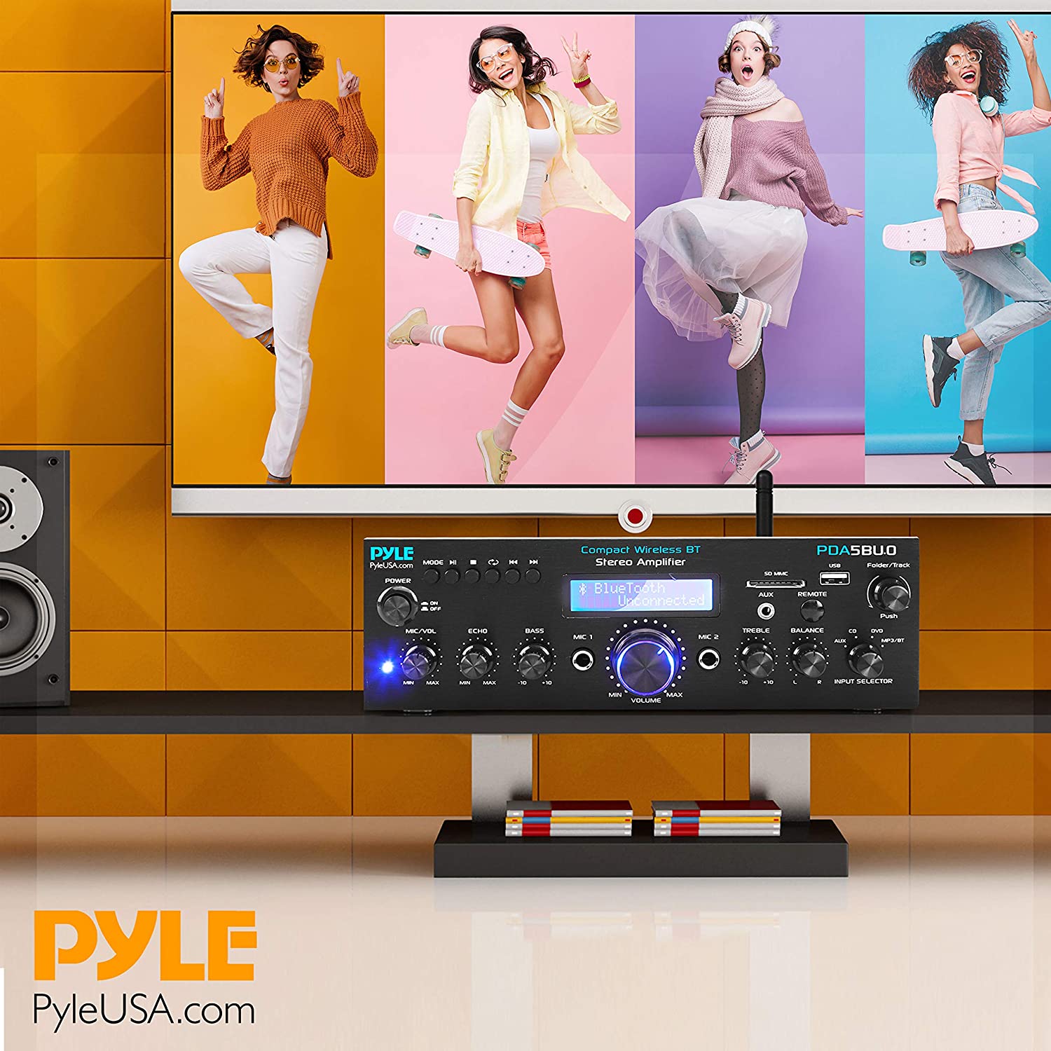 Pyle Compact 200 Watt Bluetooth Home Stereo Amplifier Receiver System (2 Pack) - VMInnovations