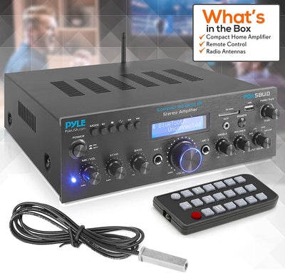Pyle PDA5BU.0 Compact 200 Watt Bluetooth Home Stereo Amplifier Receiver System
