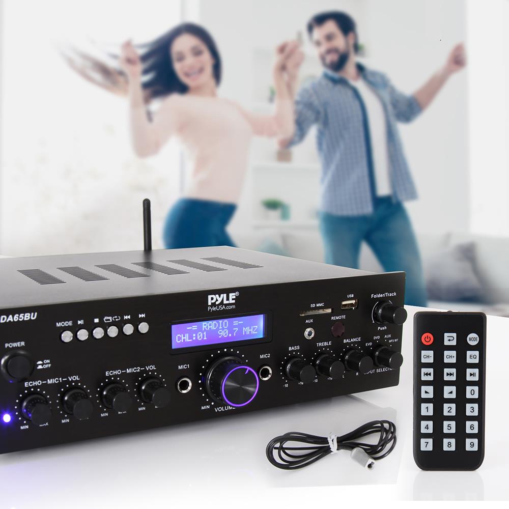 Pyle PDA65BU Bluetooth 2 Channel 200 Amplifier Receiver Sound System (2 Pack) - VMInnovations