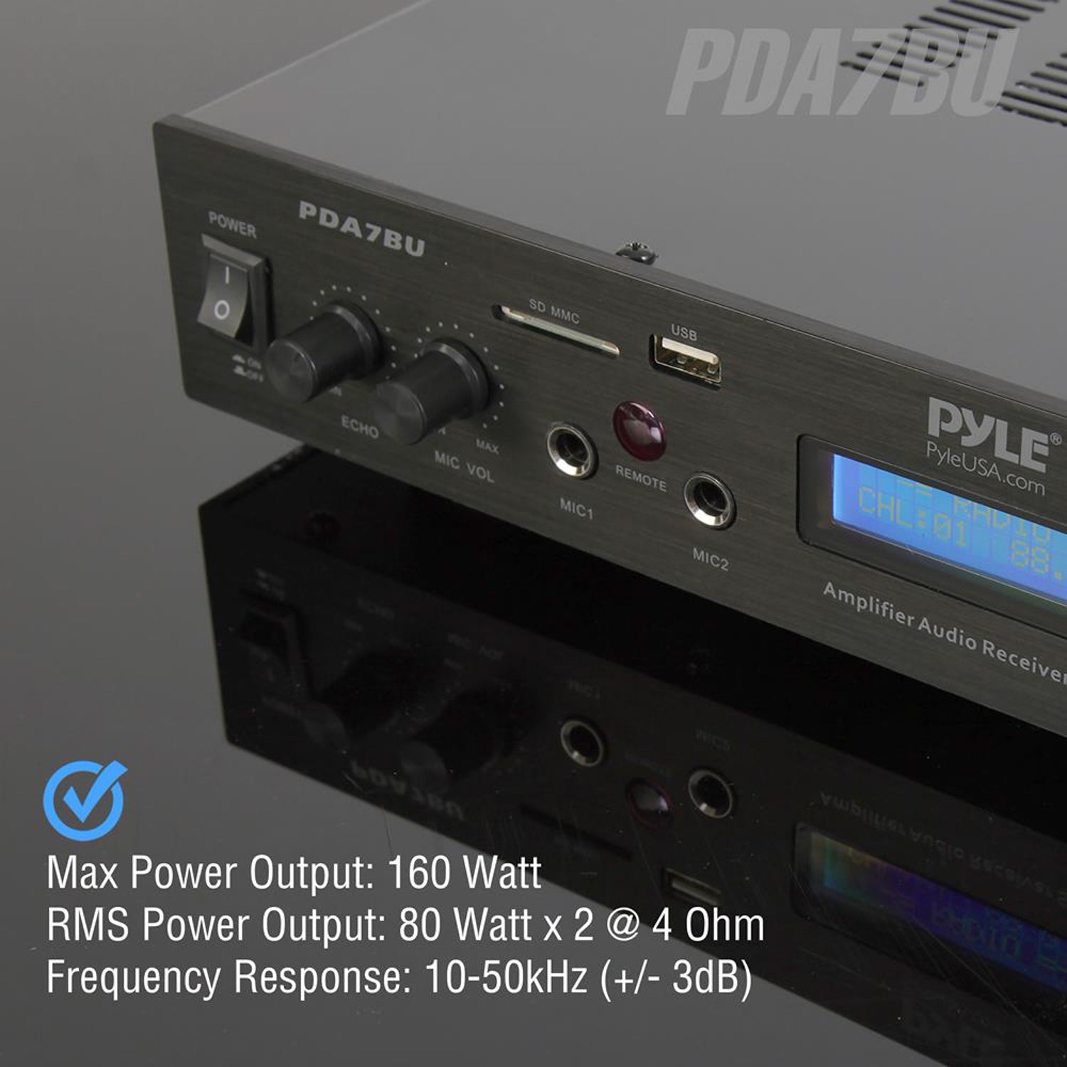 Pyle PDA7BU 200W Home Theater Amplifier Bluetooth Receiver Sound System (2 Pack)