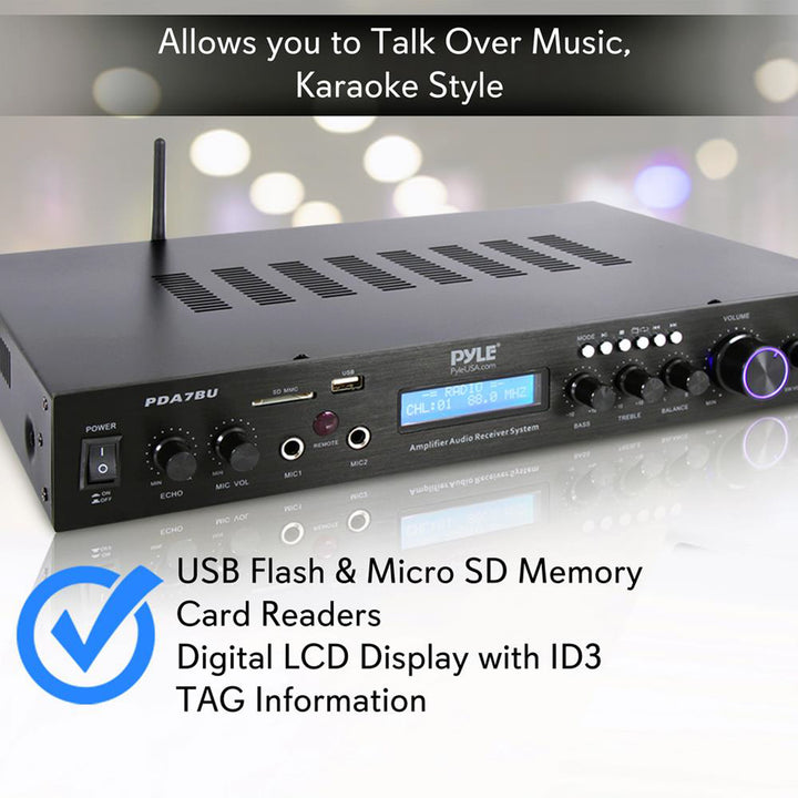 Pyle PDA7BU 200 Watt Home Theater Amplifier Bluetooth Receiver Sound System - VMInnovations