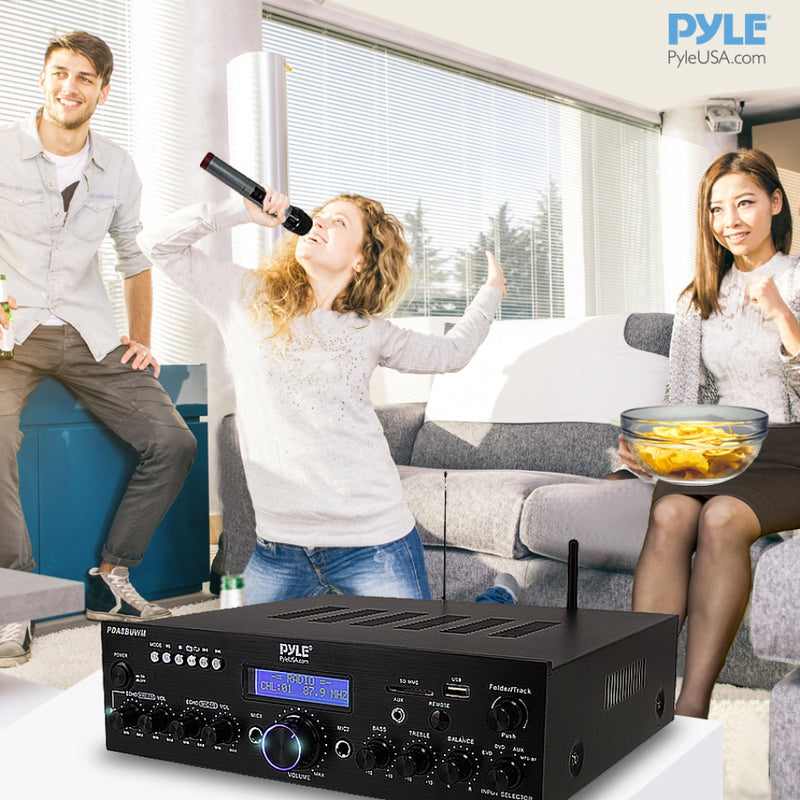 Pyle 2 Channel 200 Watt Home Theater Amplifier Bluetooth Receiver Sound System