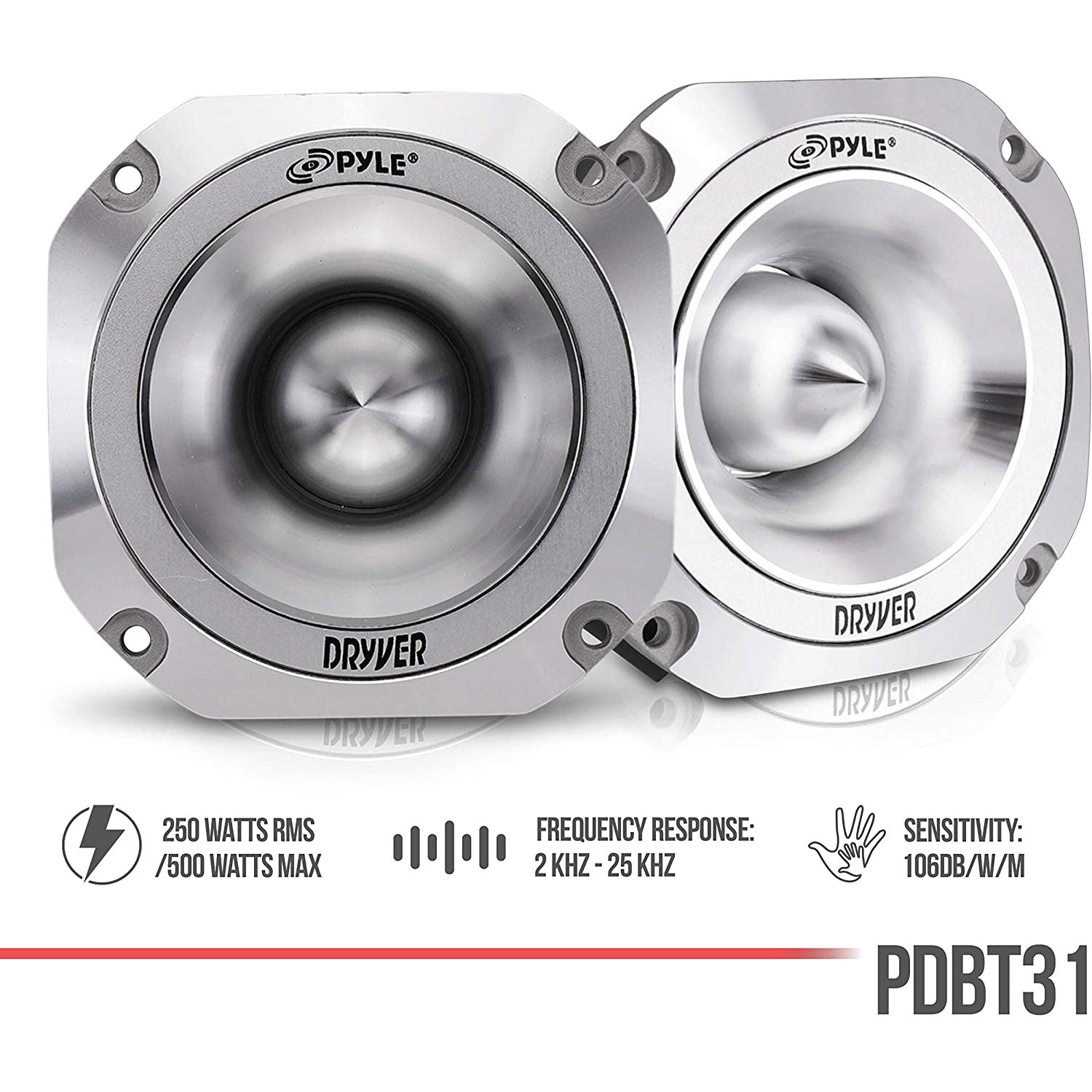 PYLE 1.5 Inch 500 Watt 4-Ohm Heavy Duty Titanium Super Audio Tweeter (Open Box) - VMInnovations