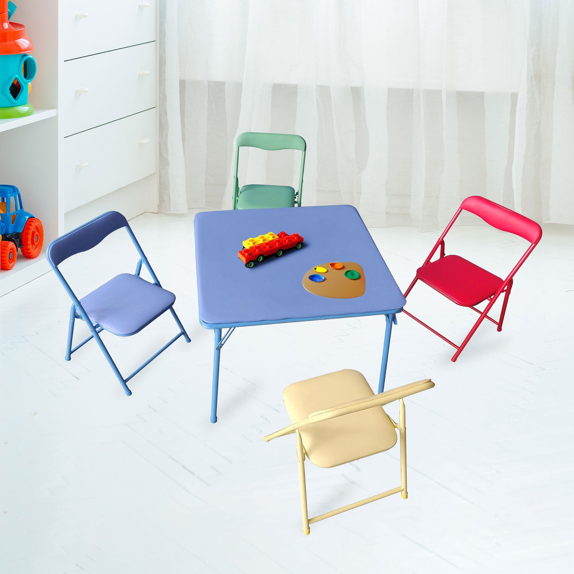 Plastic Development Group 5 Piece Kids Table & Chair Set, Multicolor (Open Box) - VMInnovations